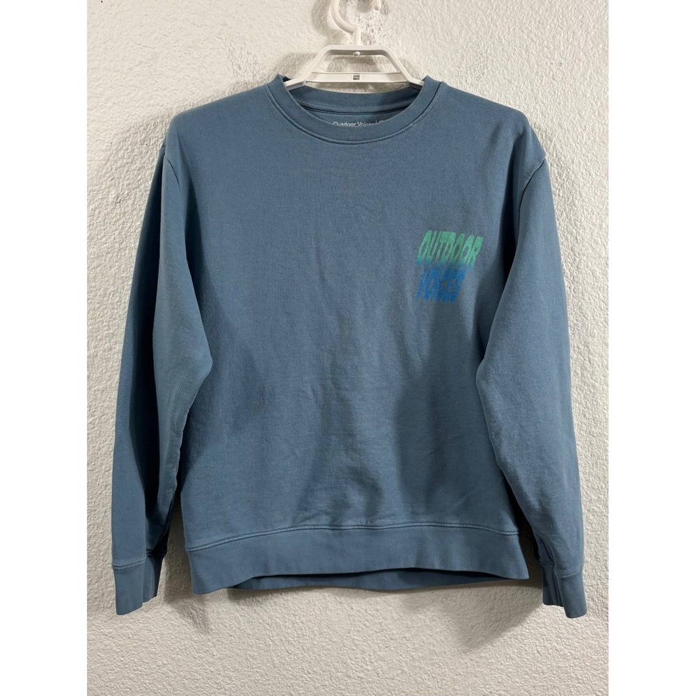 Outdoor Voices Blue Cotton Graphic Crewneck Sweatshirt Small Made in LA